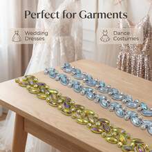 60cm Fashionable European And American Retro Colorful Rhinestone Trim Blue Yellow Rhinestone Embellishment Accessories Creative Decorative Rhinestone Band DIY Making Clothes Pants Hair Accessories Bags Scarves Holiday Party Birthday Gift Decorative Trim Decorative Band - 60cm/Blue Rhinestone Lace - View 6