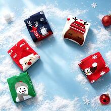 1/5/10Pairs Christmas Socks Suitable For Holiday Parties & Gifts - Soft Breathable Mid-Calf Socks With Santa, Snowman & Reindeer Patterns, Ribbed Cuff Warm Winter Footwear (Hand Washable, Festive For -Day Wear) - Multicolor - View 5