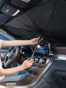 Retractable Car Sunshade - Titanium Silver Material, UV Protection, Easy To Use And Store, Quick Open And Close, Blocks UV Rays, Effectively Lowers Interior Temperature, Durable Lightweight Design, Full Coverage For Front Windshield, Road Trip - A - View 6