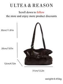 1pc Solid Color PU Leather New Women's Backpack, Shoulder Bag, Tote Bag, Fashion Square Handbag, Suitable For Commuting, Shopping, Dating - Brown - View 8