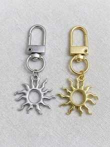 1pc Neutral Minimalist Sun-Shaped Keychain, Independent Style Student/Couple Gift, Backpack Pendant Keychain Accessory, Gold Keychain, Handbag Charm - Multicolor - View 1