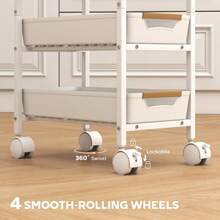 5-Tier Storage Trolley On Wheels - Black On-Site - White + Metal - View 5