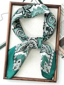 1pc Bohemian Style Paisley Print Women's Headscarf, Versatile Casual Silk Scarf For Spring And Summer, Vacation Sun Protection Shawl, Suitable For Daily Wear - Pink - View 9