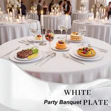 Minimalist Pure White Round Tray/Plate Set - 7.5 Inch Small Plate/10.25 Inch Large Plate, Stackable Space-Saving, Elegant Tableware, Suitable For Weddings, Birthday Parties, Christmas, School Gatherings, Outdoor Banquets And Daily Dining. Suitable For Both Formal And Informal Occasions, Versatile Party Tableware, Ideal Choice For Event Planners - View 2