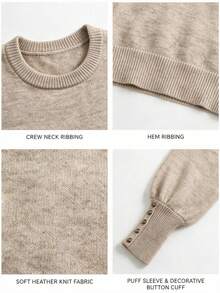 SEREN Fashion Versatile Women's Pullover Sweater, Loose Fit Slimming Solid Color Round Neck Knit Top For Autumn/Winter, Daily Wear - Yan - View 8