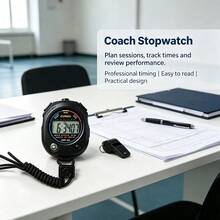 1pc Professional Digital Sports Stopwatch, Handheld Timer With Lanyard For Referee Training & Sports Timing - Black - View 5