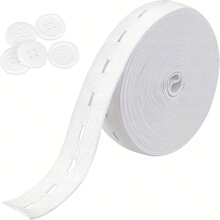 3/4 Inch Elastic Cord, High Elasticity Knitted Band Roll, Suitable For Sewing, Can Tighten Waistband, Comes With 5pcs 18mm White Buttons, Suitable For Handmade DIY - Multicolor - View 2