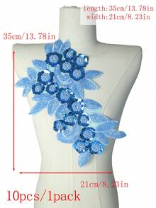 3D 串珠蕾丝绣花贴片、水钻亮片贴花、适用于服装装饰、婚纱配饰、DIY 缝纫工艺品 - 多色 - 查看 82