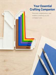 Paper Craft Alignment Guide With Storage Box, For Card Making, Precise Layering And Spacer Spacing, Suitable For Card Making And Scrapbooking, Color-Coded Tools With Size Labels, 1/16 To 1/2 Inch Increments - Multicolor - View 6