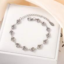 Fashionable Women's Gold Bracelet, Exquisite 3D Ring Buckle Element Design, Minimalist Versatile Style, Suitable For Daily Wear Elegant Wrist Accessory - 3D Link Bracelet - View 1