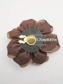Brown Polka Dot Flower Button Covers For Women, Oversized Handcrafted Rose Button Clips For Shirts, Blouses & Jackets, Removable Clothing Accessory - Flowers - View 9