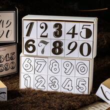 JotBox Moon White Sudoku Number Wooden Stamp Set, Vintage Artistic Planner Decoration DIY Basic Material Creative Stationery - Moon White Sudoku - View 2