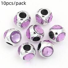 10pcs/Pack Zinc Alloy Three-Sided Rhinestone Large Hole Beads 11mm Elegant Palace Style Colorful Spacer Beads For Bracelet Necklace Keychain Phone Pendant Handmade DIY Earring Hair Accessory Jewelry Findings - Three-sided Rhinestone Beads - View 17