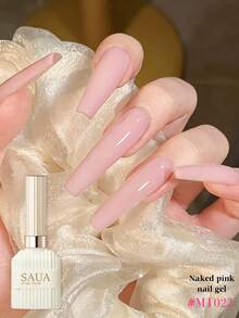SAUA 15ml Nude Pink Gel Polish, Nude Nail Art Gel, LED Semi-Permanent Removable Nail Lacquer, All Season Versatile Style - Multicolor - View 3