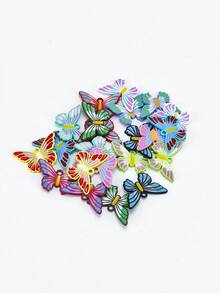 2-10pcs Random Colorful Dopamine Color Palette Oil Drop Spray Paint Butterfly Pendant Charms, Suitable For DIY Necklace, Bracelet, Keychain, Bag Chain - Butterfly - View 12