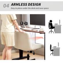 Armless Office Chair No Wheels, Linen Fabric Criss Legged Desk Chair With Wide, Thick Padding, Tilt Function, Height Adjustable Swivel Computer Home, On-Site - 1 - View 6