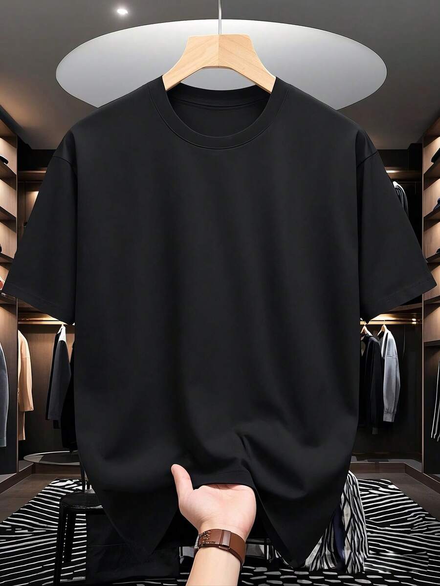 Men's Casual Everyday Commute Versatile Simple Graphic Print Round Neck Short Sleeve T-Shirt, Summer - Black - View 1