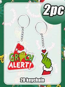Splendor Fashion Christmas Bag Keychain, Double-Sided HD Printed Transparent Acrylic Gesture Decoration Delicate Hanging Decoration, Suitable For Backpacks And House Keys - Multicolor - View 7