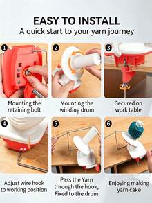 1pc Manual Crank Yarn Winder | Sand, Pink, Purple - Fiber Winding Tool With Detachable Tassel Maker; Portable Design, Suitable For Home Textiles And Knitting Crafts; Plastic Material, No Electricity Required - Multicolor - View 3