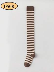 1/5 Pairs Women's Over-The-Knee Socks, Winter Warm Contrast Color Striped Slimming High-Top Slouch Socks, Suitable For Multiple Outfits, Party Wear, Christmas Wear - Multicolor - View 13