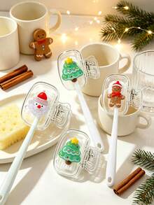 Toothbrush Cover Christmas Style Toothbrush Protector, Cartoon Dust-Proof Toothbrush Cap, Santa Claus Christmas Tree Gingerbread Man Design, Portable Transparent Toothbrush Head Cover, Travel Home Toiletries Protection, Moisture-Proof Dust-Proof, Student Business Trip Essential, Popular Bathroom Item, Christmas Holiday Atmosphere Practical Small Gift - Multicolor - View 5