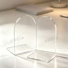 8pcs 3mm Thick 10*10*10cm L-Shaped Transparent Acrylic Bookends, Heavy Duty Stable With 4 Non-Slip Pads, Minimalist Style Desktop Storage Book Holder, Suitable For Home Office Library - Clear - View 3