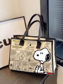 1 st Snoopy tygkasse i canvas, stor axelväska med stor kapacitet, lämplig för daglig pendling, skola och picknick, söt tecknad present för kvinnor och flickor - A - Visa 6
