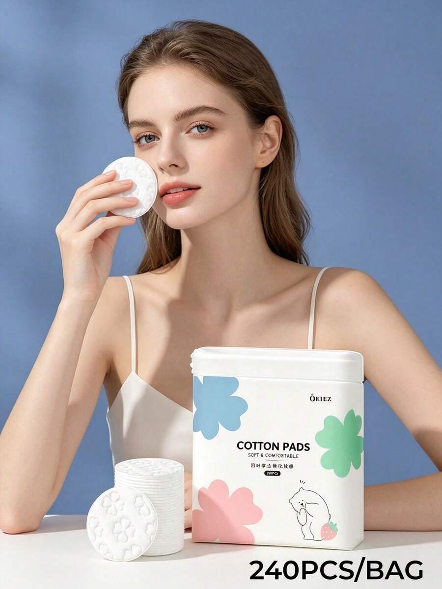 OEIEZ 240PCS Premium Selected Cotton Pads, Lightweight Soft Skin‑Friendly Cotton Sheets, Fast Full‑Face Makeup Removal, Sealed‑Edge Design Gentle For Sensitive Skin, Easy‑To‑Store For Daily Use - View 1