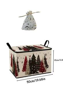 Hộp lưu trữ có khóa kéo với thiết kế cây thông Noel; họa tiết vẽ tay cây thông, bông tuyết, ngôi sao và hoa văn ngày lễ mùa đông cổ điển màu đỏ, đen và bạc; giỏ/thùng lưu trữ có thể gấp gọn có tay cầm, phù hợp để sắp xếp đồ đạc trong nhà - Nhiều màu - Xem 11