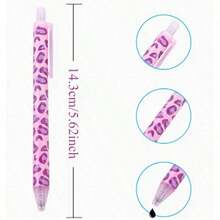 8pcs Fun Atmosphere Girl Heart Leopard Print Ballpoint Pens, 0.5mm Fine Tip Retractable Pens, Fun Ballpoint Pens, Perfect Gift For Female Teachers, Friends And Colleagues, Random Style - Sets - View 3