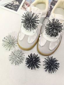 2PCS Luxury Rhinestone Fireworks Shoe Laces Charms For Women Sneakers Boots Retro Shoelaces DIY Decorations Buckles Removable Shoe Clips Accessories - Multicolor - View 2