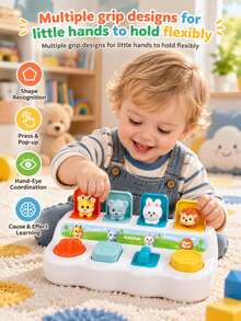 Interactive Animal Hide-And-Seek Toy Box, Baby Early Learning Montessori Cause-And-Effect Toy, Colorful Learning Game, Includes Hidden Animal Shapes, Promotes Motor Skill Development And Cognitive Play, Features Color And Animal Sorting Functions, Suitable For Toddlers And Children Birthday Gift (Random Color) - Multicolor - View 5
