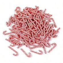 1/10/25pcs Mini Christmas Candy Cane Handmade Decorations, Realistic Candy Cane Hanging Ornaments, Christmas Tabletop Scatter Decor, Red And White Candy Cane Vase Fillers, Party Decorations - View 1