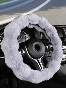 Women's 1PC Plush Steering Wheel Cover - Warm Wool Blend Winter/Autumn Car Accessory, Universal Fit Cozy Steering Wheel Wrap For Female Drivers - Multicolor - View 7