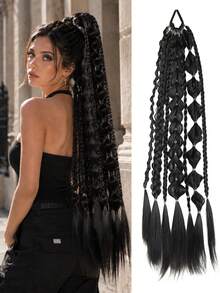 Tóc nối tết 24 inch, tóc giả tết boho dài với đuôi xõa, phụ kiện tóc bảo vệ dễ đeo - Nhiều màu - Xem 9