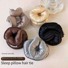 1pc Super Soft Satin Hair Scrunchie, Sleep Sponge Hair Scrunchie, Multi-Color Options | Thick 3D Large Hair Scrunchie, Convenient And Versatile, Suitable For Buns And Low Ponytails, Essential Choice For Bedtime Hair Ties, Back To School, Halloween Gift - Multicolor - View 3