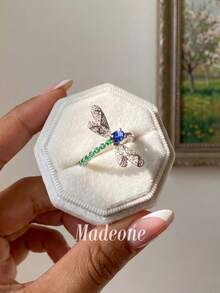 MADEONE 1pc Dragonfly Ring, Inlaid With Colorful Cubic Zirconia, Women's Jewelry, Suitable For Daily Wear, Ball Party Decoration - Dragonfly - View 2
