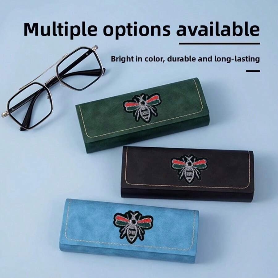 New Vintage High-End Glasses Case, Minimalist Premium Eyewear Storage Box, Pressure-Resistant Convenient Auto-Closing Fashion Glasses Case, Storage Box, Animal Elegant PU Leather Glasses Case For All Seasons - Green - View 1