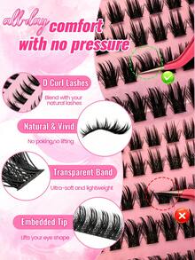 EIMNY Glue‑Free Self‑Adhesive Segmented Lash Clusters, Lazy DIY No‑Glue Natural Fairy False Eyelashes, Easy One‑Step Application For Beginners, Waterproof & Sweatproof Long‑Lasting, Realistic Wild Manga‑Style Individual Lashes - View 7
