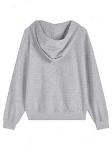 YCYC Autumn/Winter New Letter Print Women's Versatile Zipper Long Sleeve Jacket - Grey - View 6