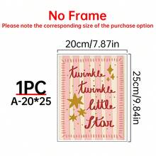 1pc Shiny Star Print Baby Room Decor, Pink Girl Room Canvas Wall Art Poster, Suitable For Home Decoration, Aesthetic Style, Frame Optional - Multicolor - View 15