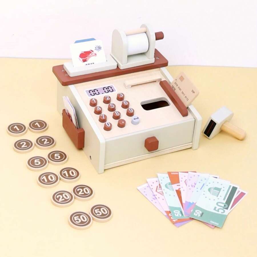 Children's Simulation Cash Register Role Play Supermarket Checkout Counter Math Learning Educational Toy For Kindergarten