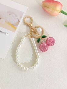 1pc Minimalist Fruit Pearl Chain Keychain Creative Girls Best Friend Bag Charm Accessory Women's Keychain - Multicolor - View 14