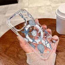 Fashionable New Transparent Magnetic 3D Blue Shell & Starfish Soft Phone Case Compatible With IPhone 18 Pro Max 17 Pro 17 16 Pro Max 16 Pro 16 15 Pro Max 15 Pro Max 15 Pro 15 14 Pro Max 14 Pro 14 13 Pro Max 13 Pro 13 12 Pro Max 12 Pro 11 Glossy Soft Shell Gift - Blue - View 1