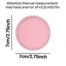 2pcs Pink Car Cup Holder Mats, Honeycomb Mesh Pattern Waterproof Non-Slip Heat-Resistant Coasters, Rhinestone Edge Design, Cute Women's Car Interior Accessories - 2-pack Pink - View 7