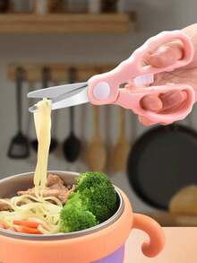 便攜式嬰兒食物剪刀，附安全鎖，小型不鏽鋼剪刀，適合居家與旅行使用 - 彩色 - 查看 2