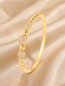4/1pcsSweet Luxury Gold‑Tone Stainless Steel Bangle Set, Radiate Your Understated Elegance - Gold - View 19