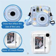 1pc Protective Camera Case Compatible With Fujifilm In Stax Mini 13, Custom Fit Instant Accessories With Cartoon Stickers, Clear Glitter PC Bag With Adjustable Shoulder Strap, Suitable As A Gift For Holidays, Professional Camera Protective Case. - View 9