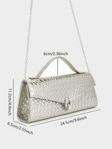 REMANLAND Women's Elegant Solid Color Envelope Clutch Bag, Elegant Evening Handbag, Flip Lock Design, Suitable For Wedding Guests, Evening Parties, Balls And Formal Occasions - Silver - View 4