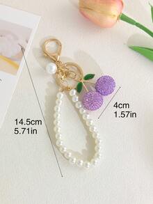 1pc Minimalist Fruit Pearl Chain Keychain Creative Girls Best Friend Bag Charm Accessory Women's Keychain - Multicolor - View 5